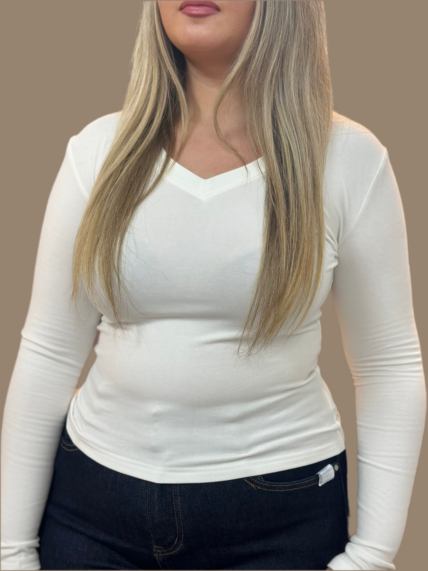 MWBASIC ALIE VNECK LONG SLEEVED TOP