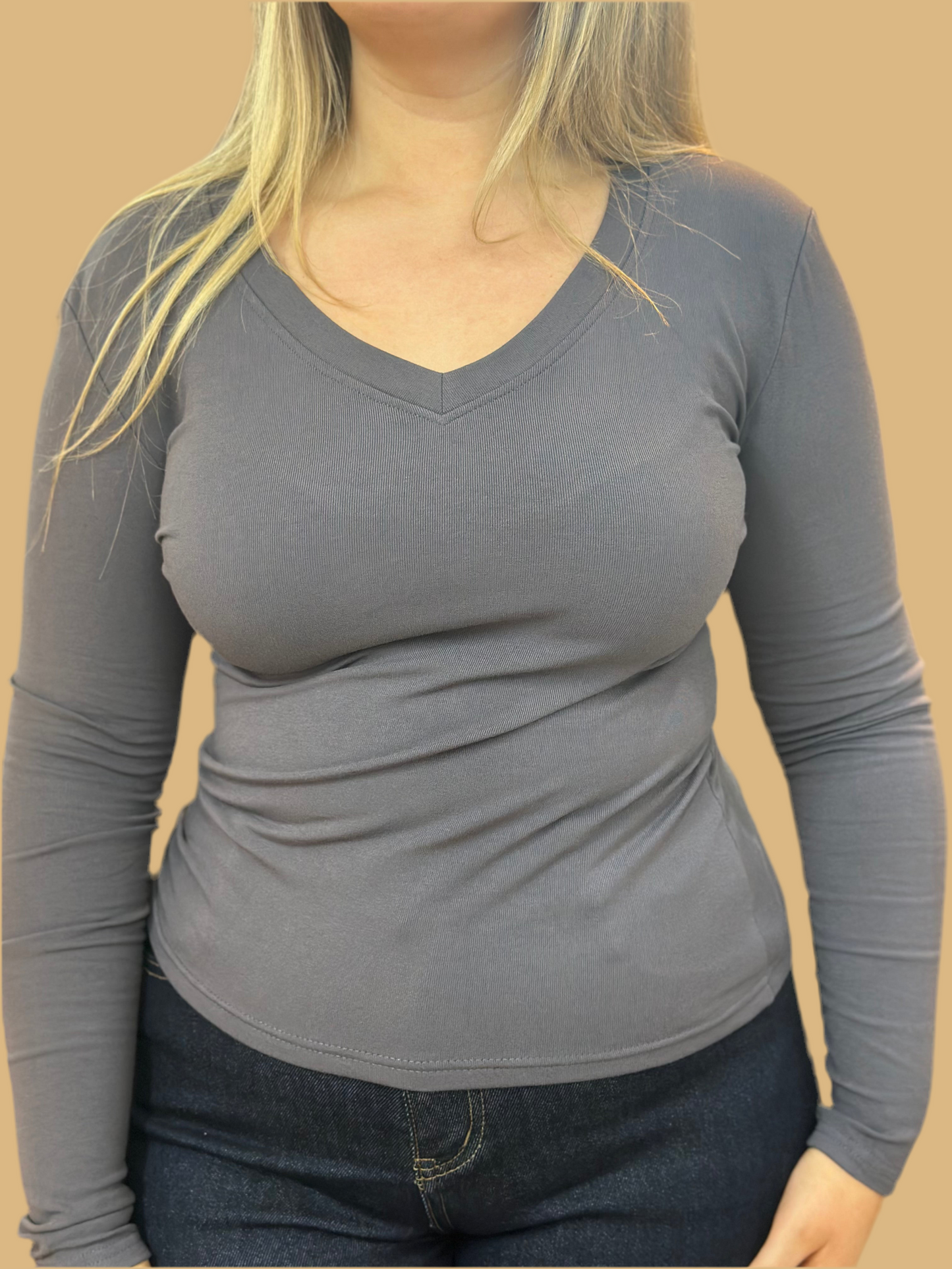 MWBASIC ALIE VNECK LONG SLEEVED TOP