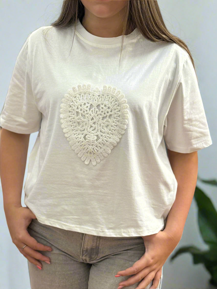 RENE- CROCHET HEART TEE