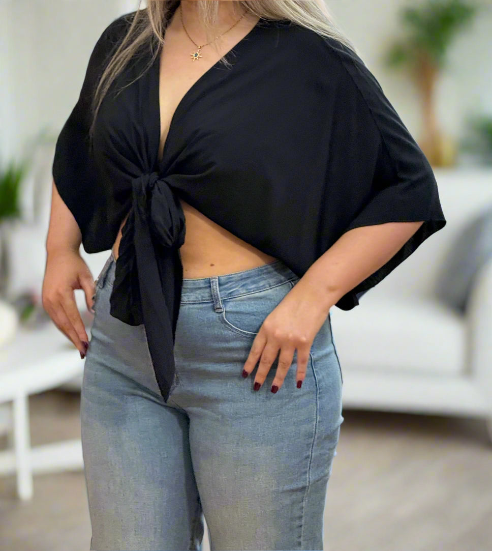 HARPER-FRONT TIE SHRUG-#SALE