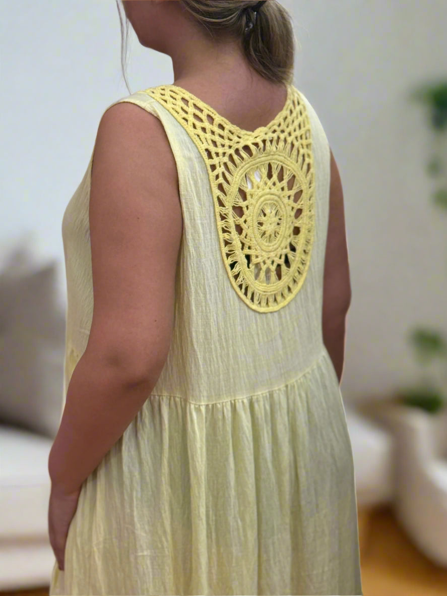 DARCY- CROCHET BACK SILKY DRESS