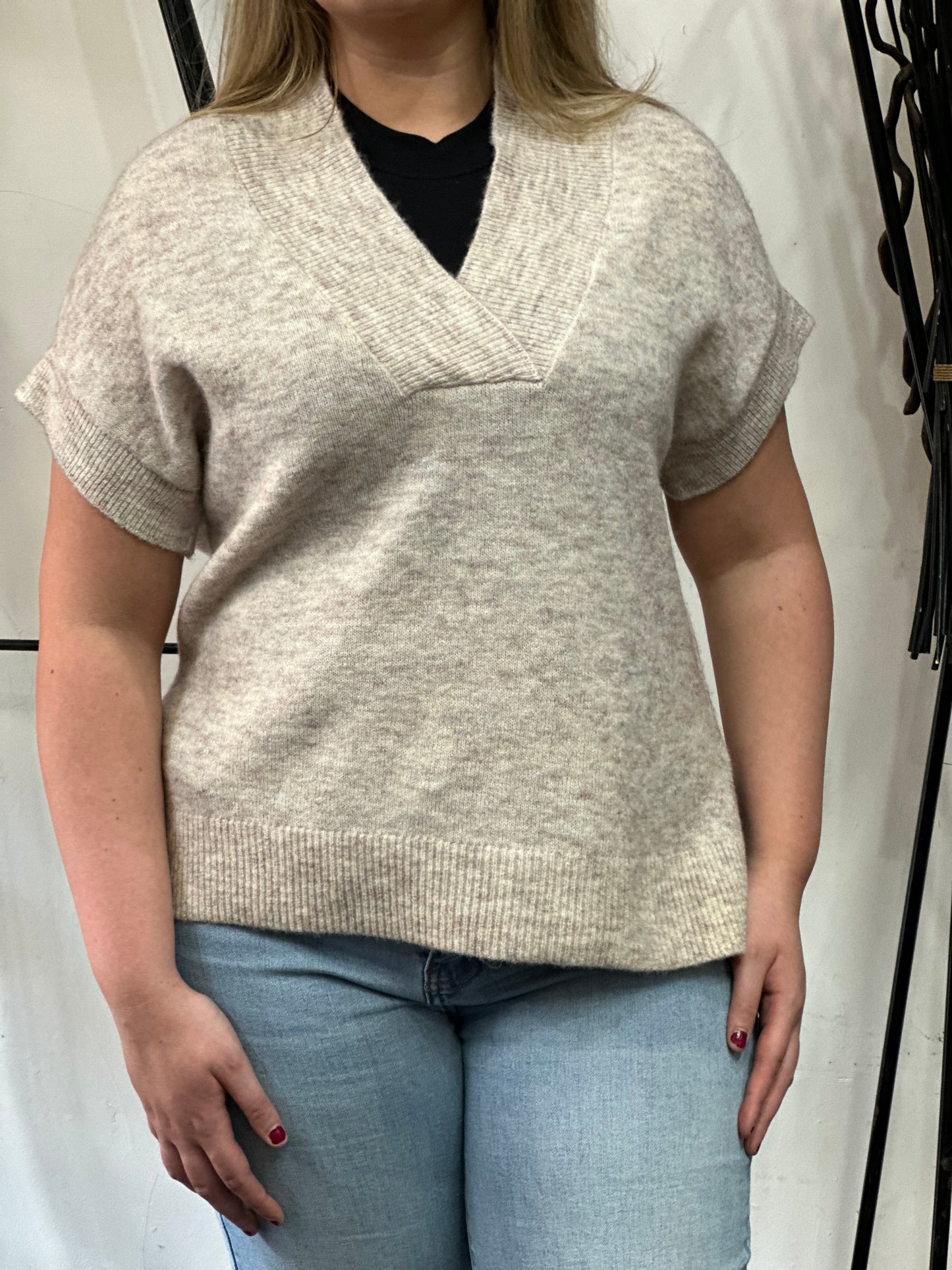 FRANSA-SANNY S/S TANK KNIT -MARL EFFECT -#BlackFridaySale