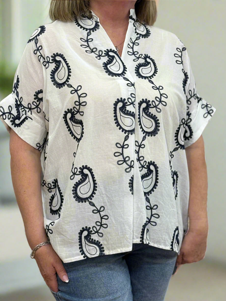 PAISLEY O/S COTTON G/DAD TOP-PLUS