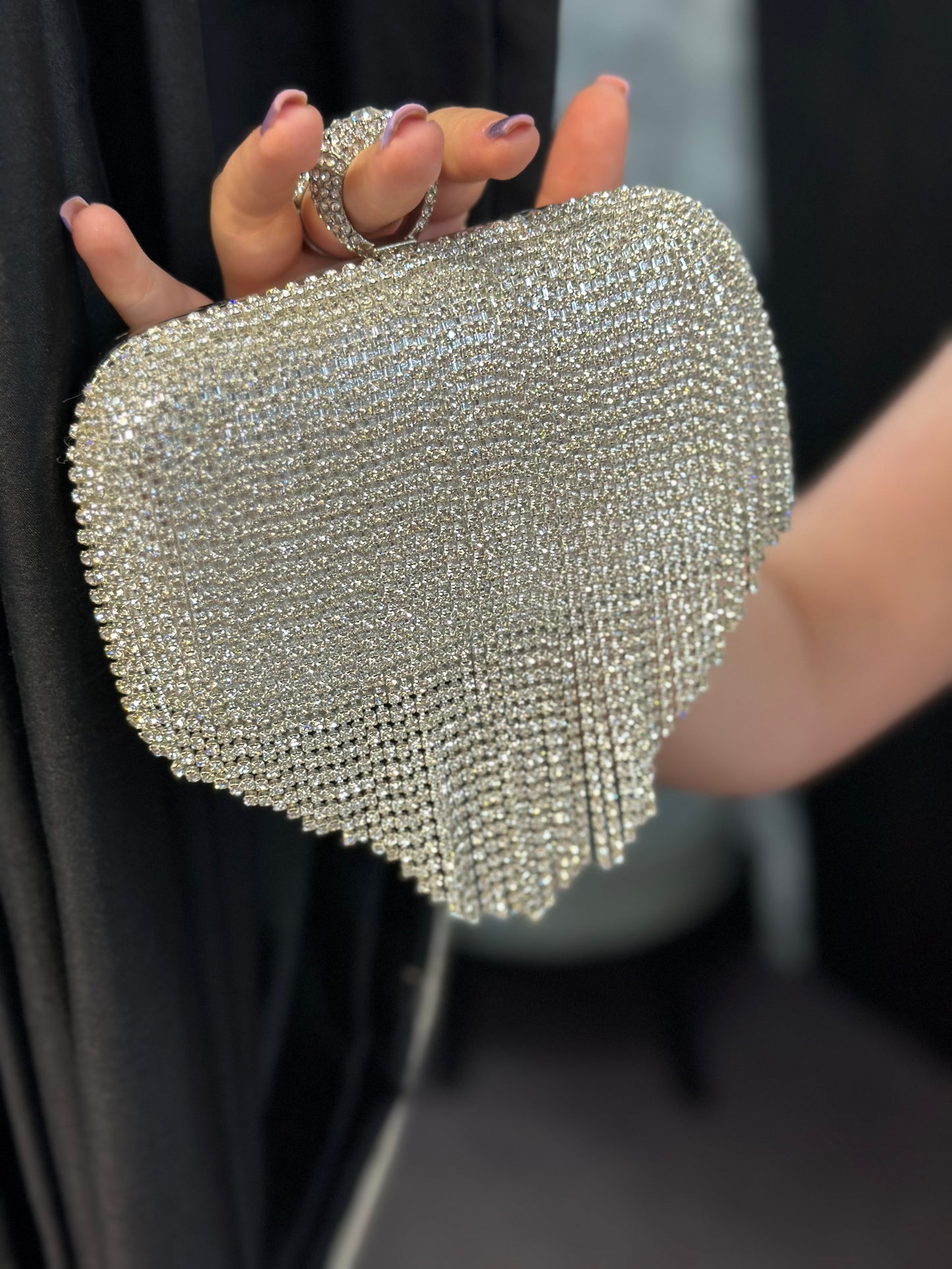 DIAM TASSLE CLUTCH-silver