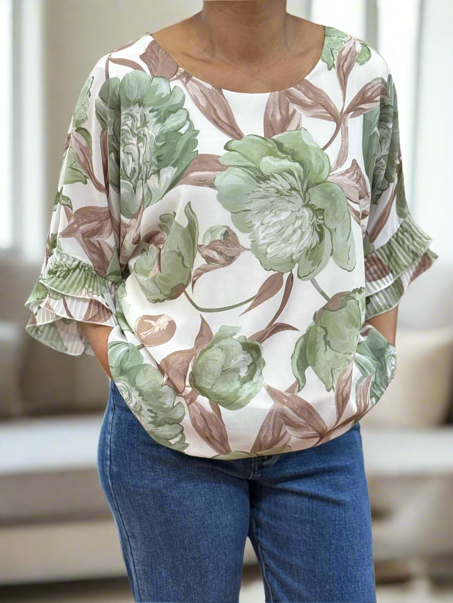 DAKOTA- FRILL SLEEVE PRINT TOP