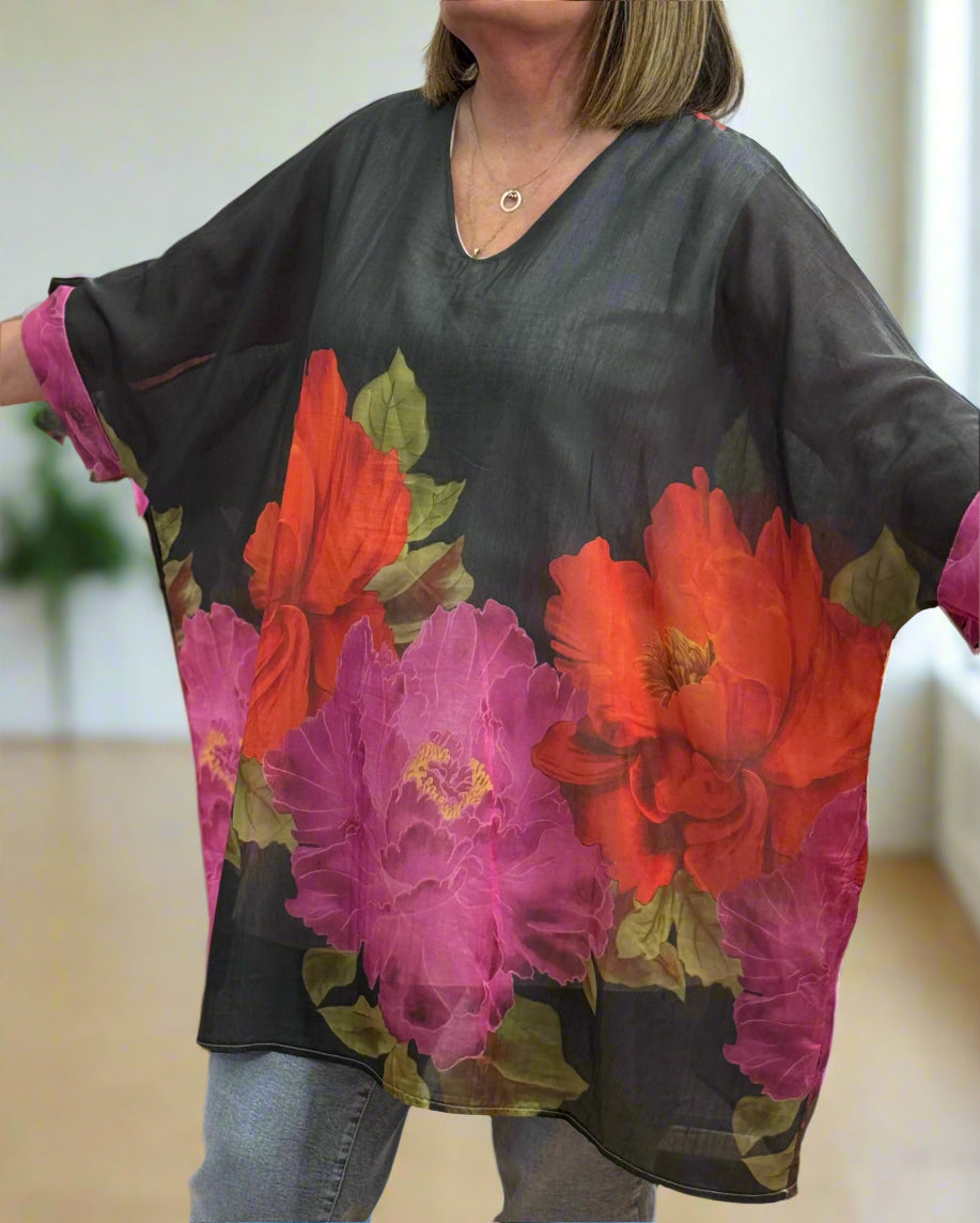 NIKITA - FLORAL OVERSIZED TIE SLEEVE TOP