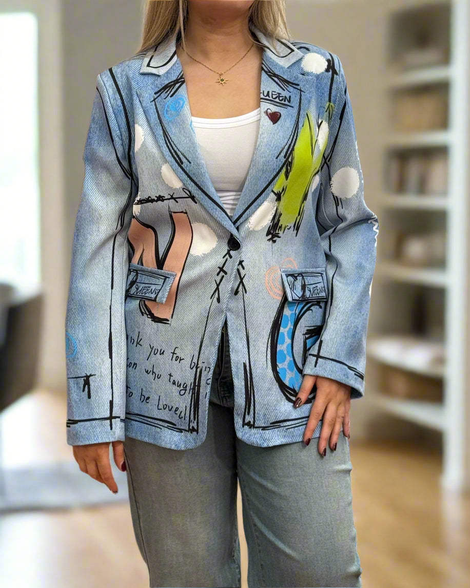 FIFI- DENIM LOOK GRAFFITI BLAZER