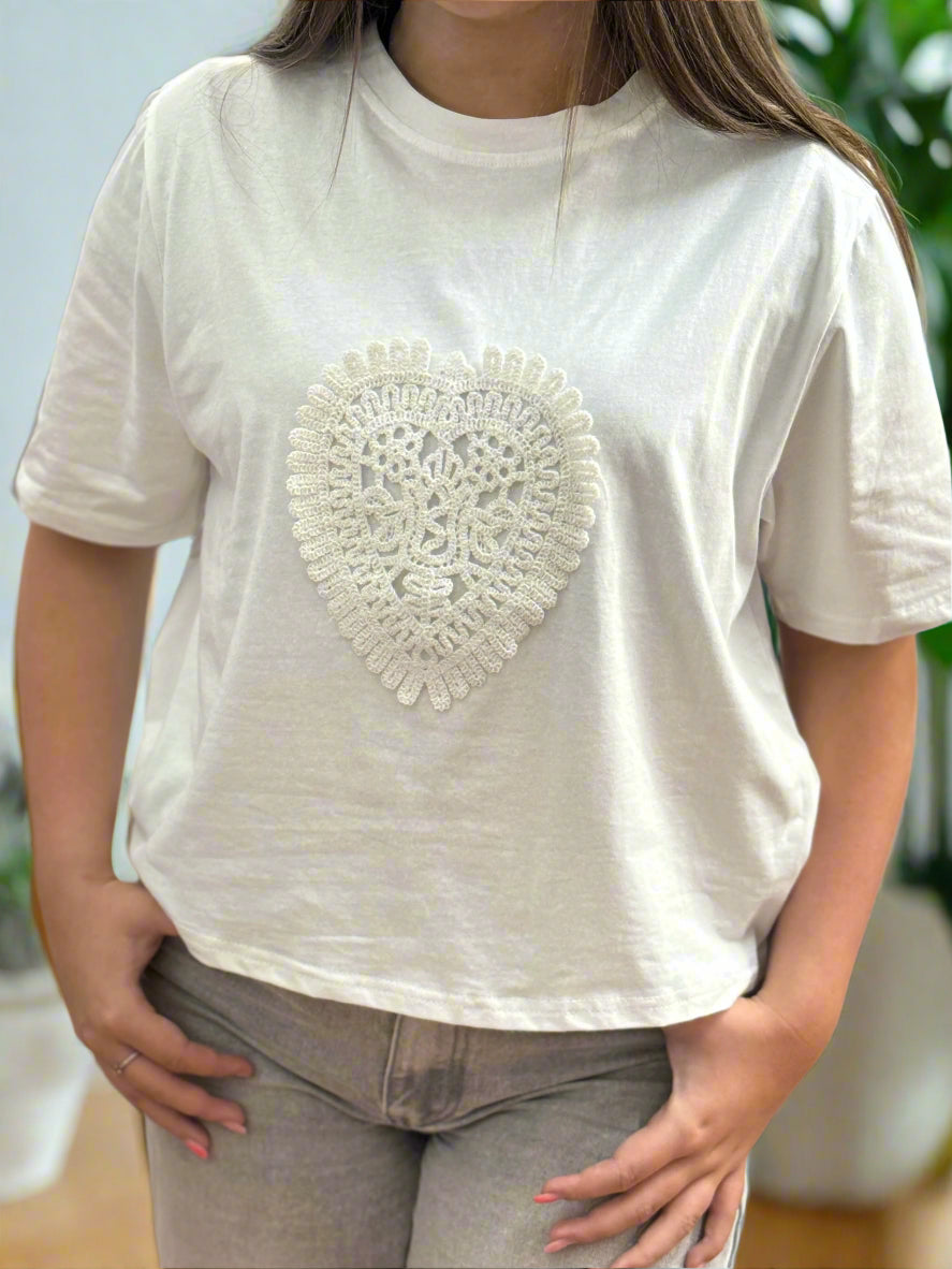 RENE- CROCHET HEART TEE