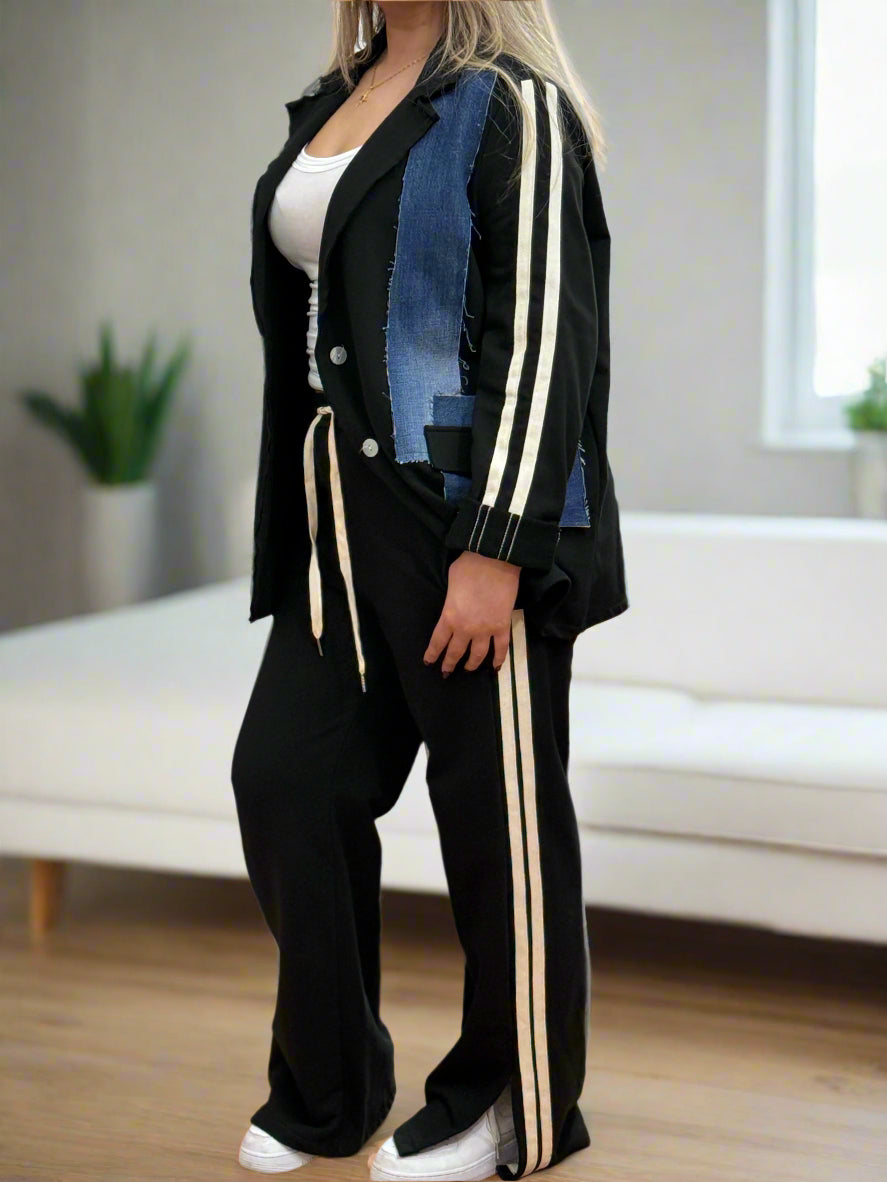 HUDSON-JERSEY DENIM MIX BLAZER