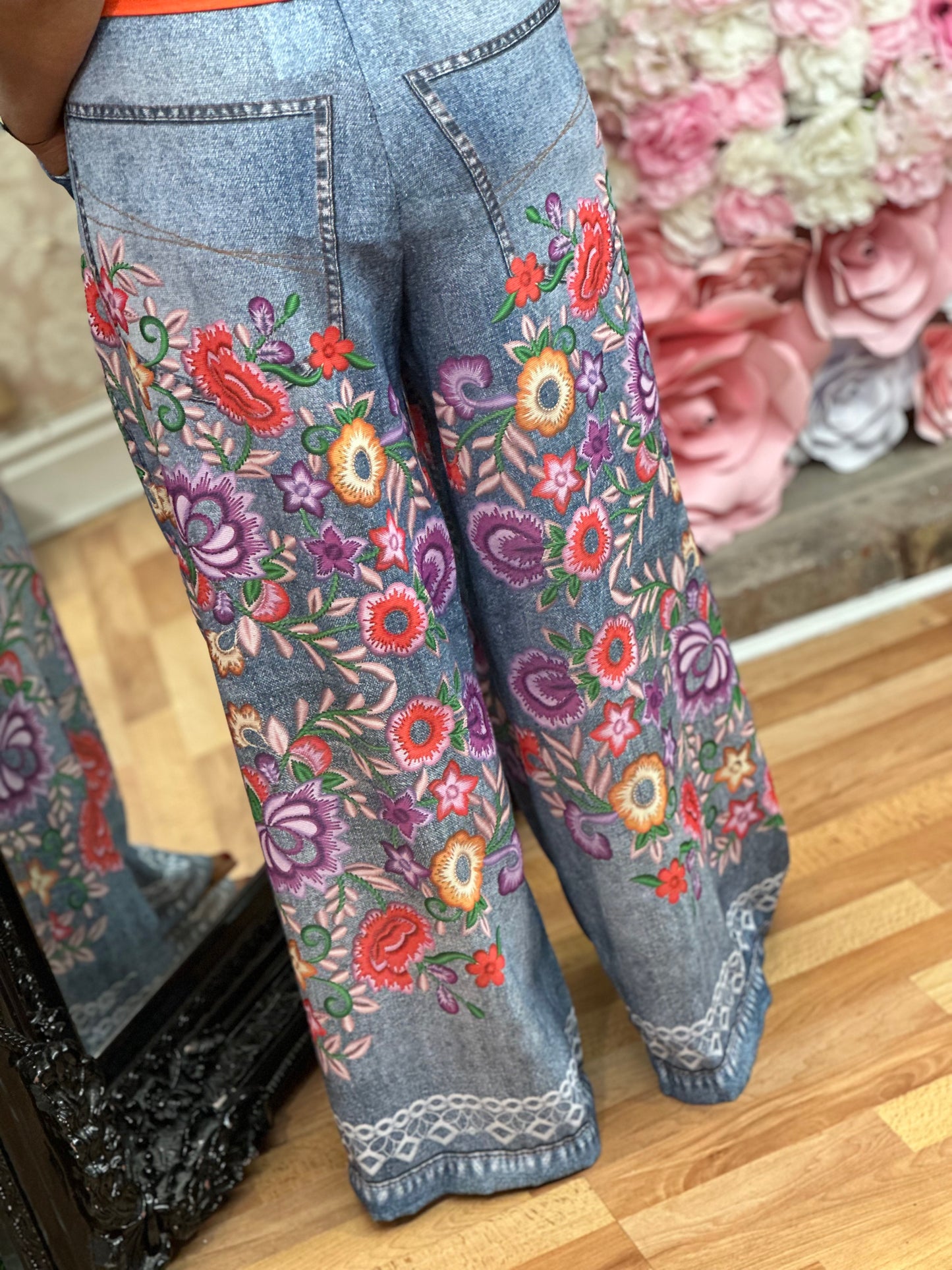 DENIM EFFECT PALLAZO PANTS - SALE♥️
