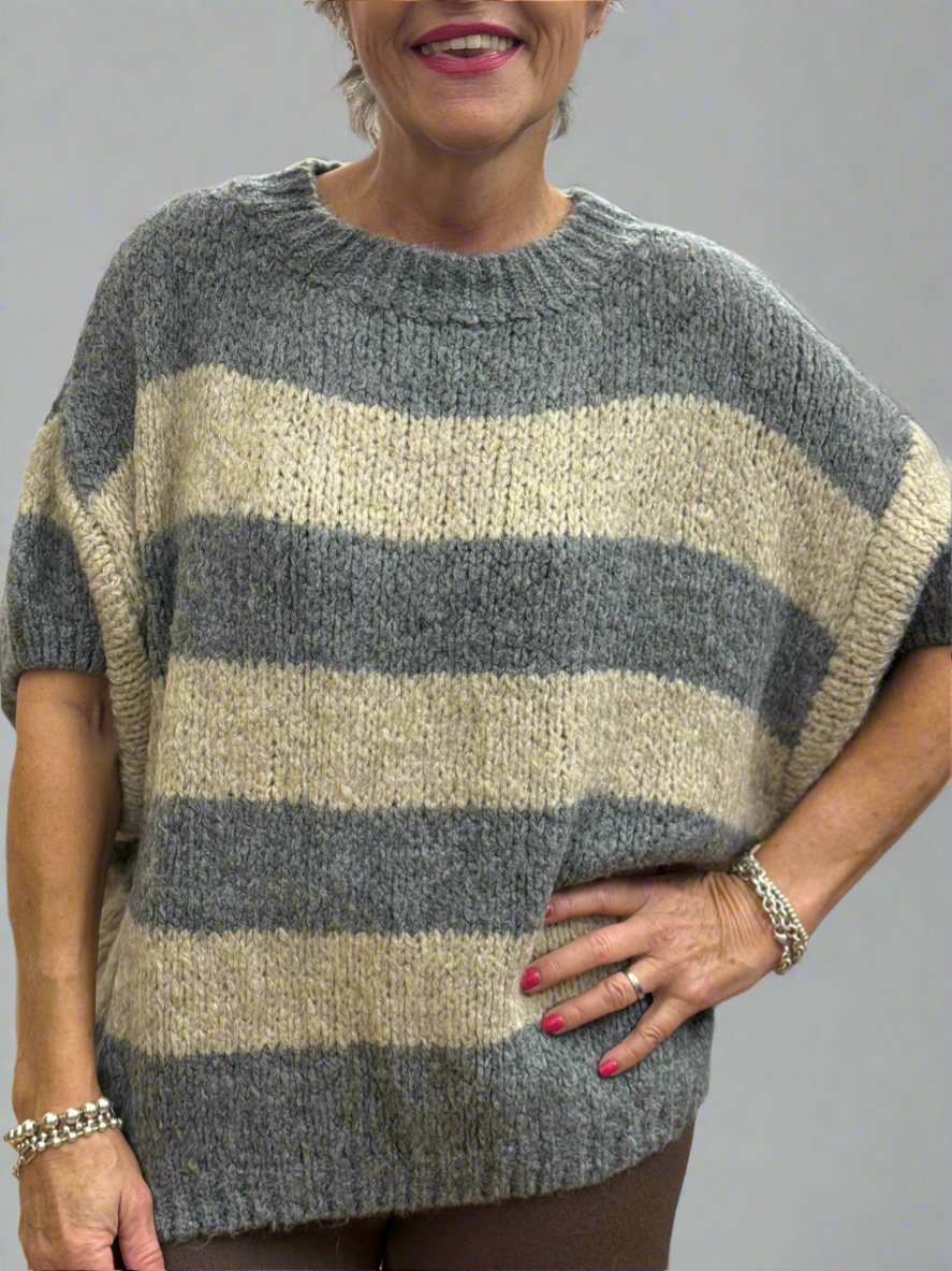 HAMPTON STRIPED PONCHO KNIT JUMPER