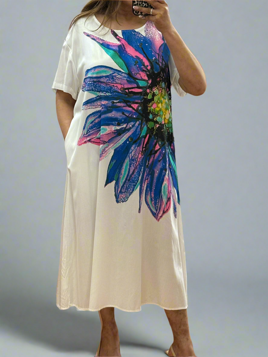 CANDICE-FLY OUT PRINT FLOWER DRESS