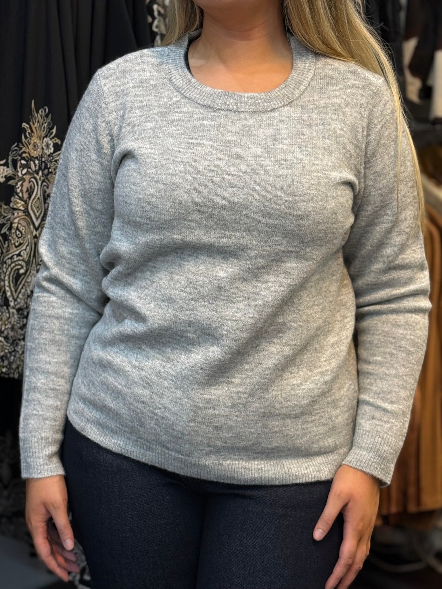 FRANSA- ELLIS R/NK JUMPER -GREY