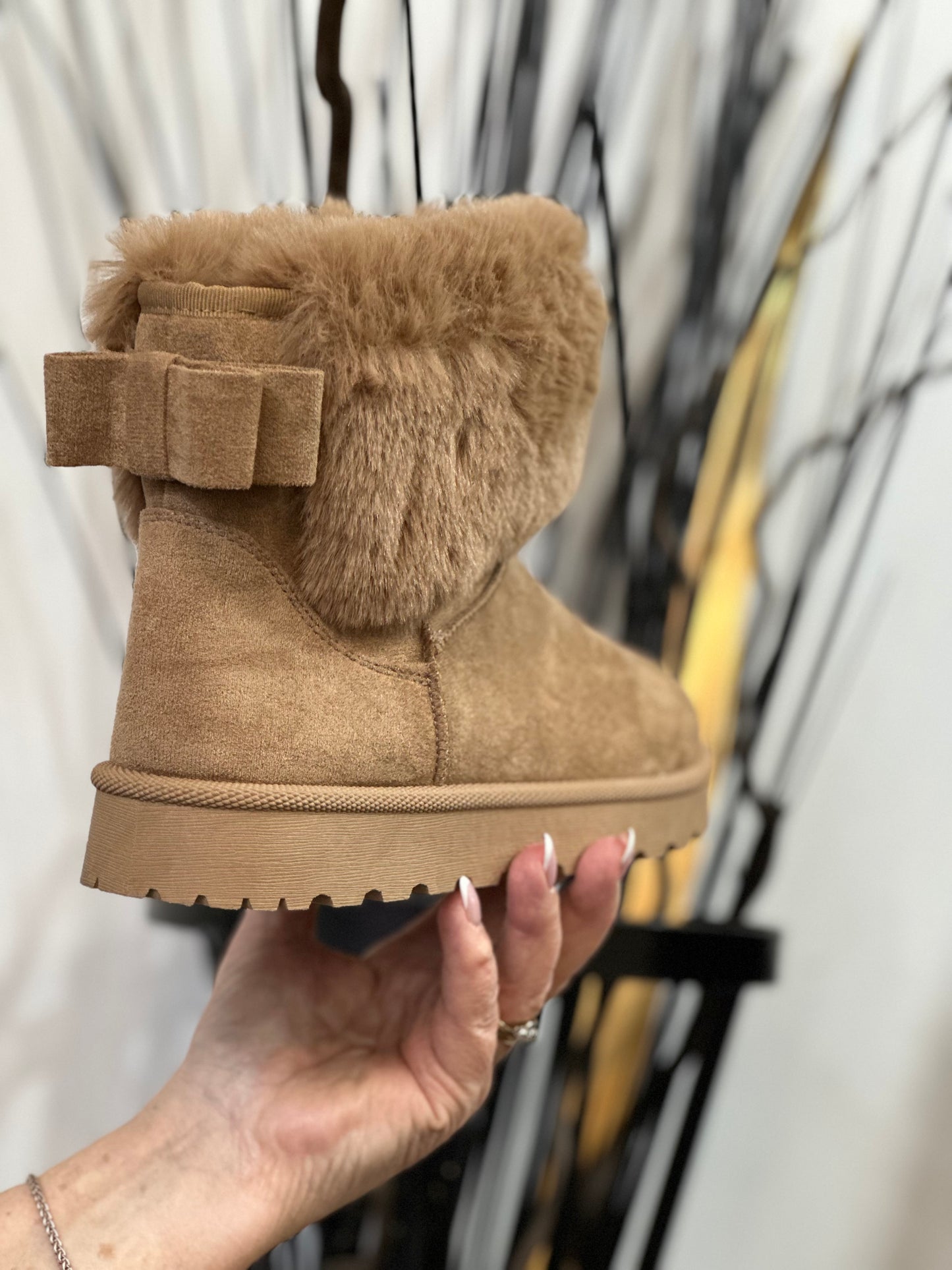 ABBY- UGGY BOW BOOT-KL-BEIGE-#FLASH££OFF