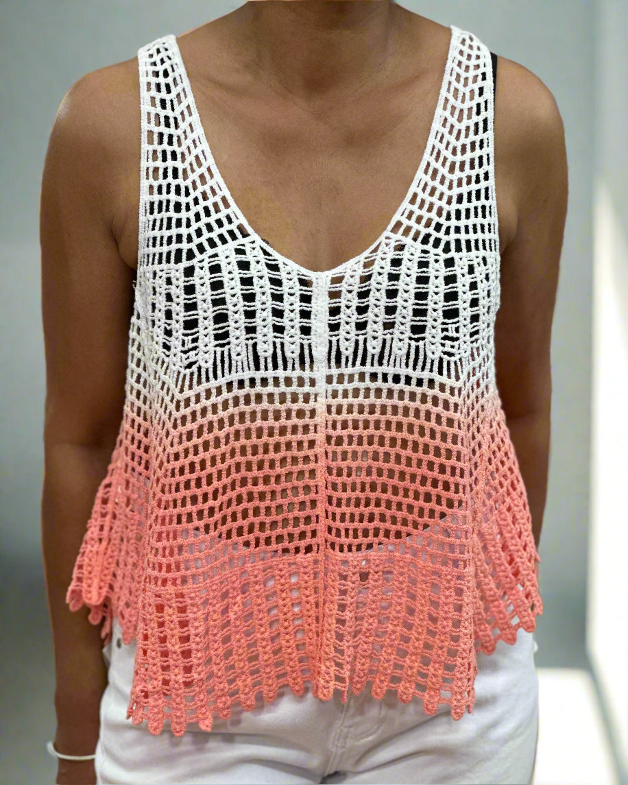 ROMA- DIP DYE CROCHET SWING VEST