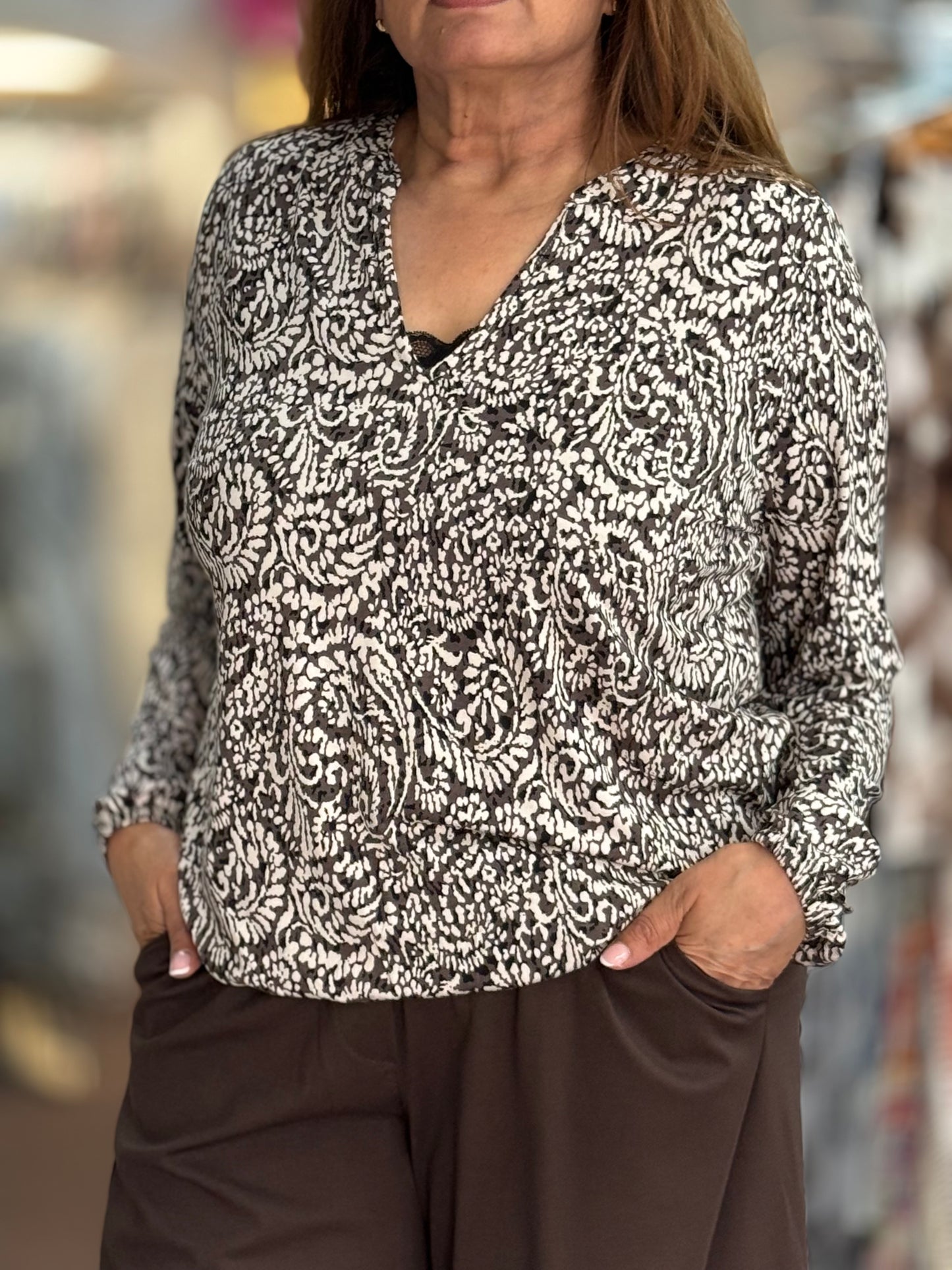 FRANSA AMY LONG SLV JERSEY TOP