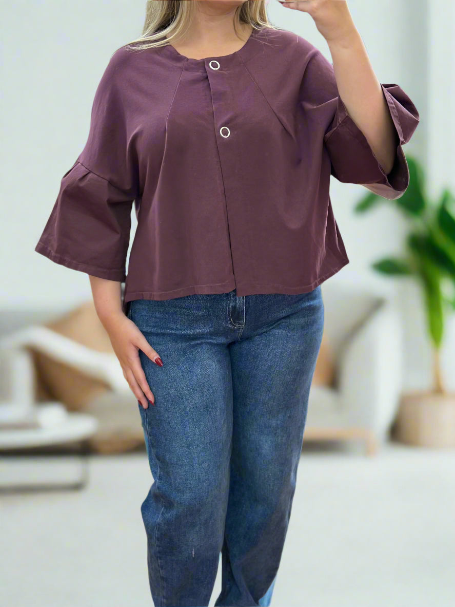 TACY-BUTTONS CROP JERSEY JKT