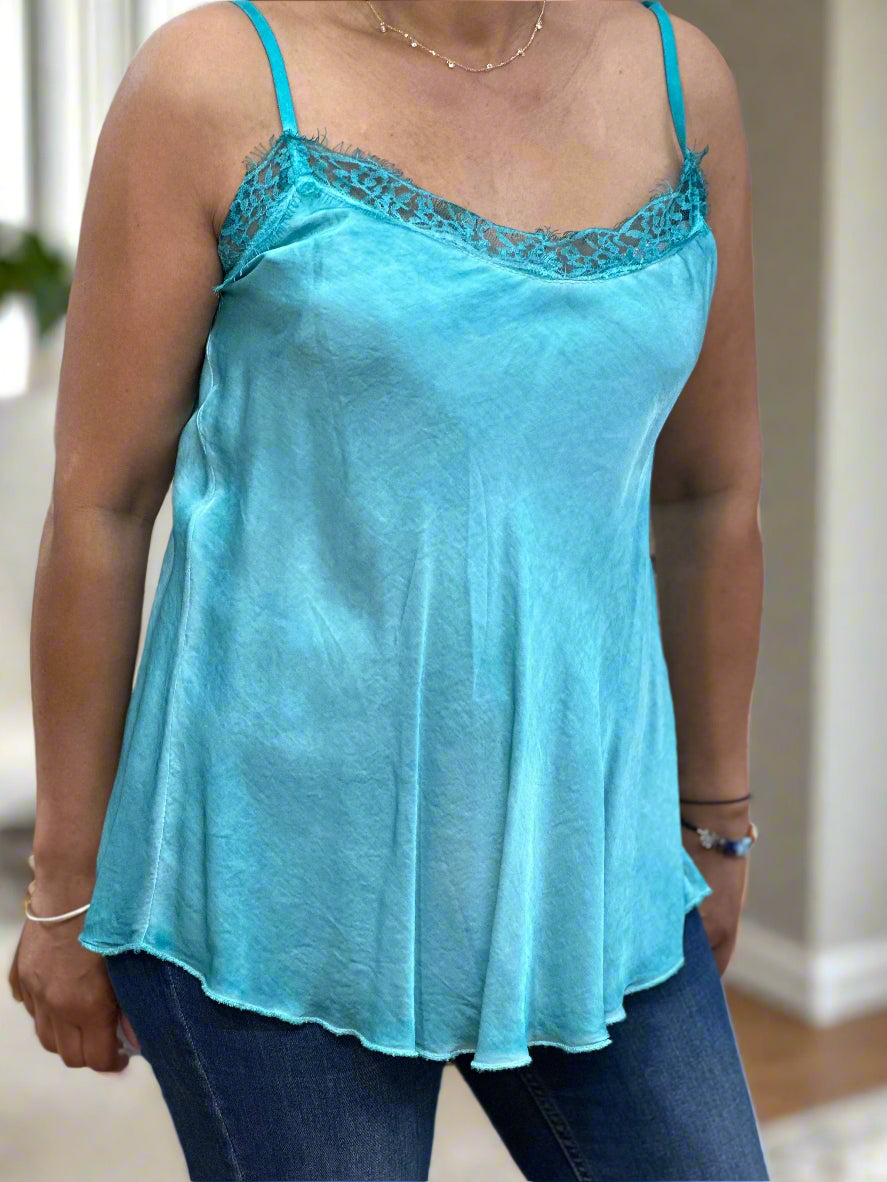 MILAN - SATIN LACE NECK TRIM CAMI
