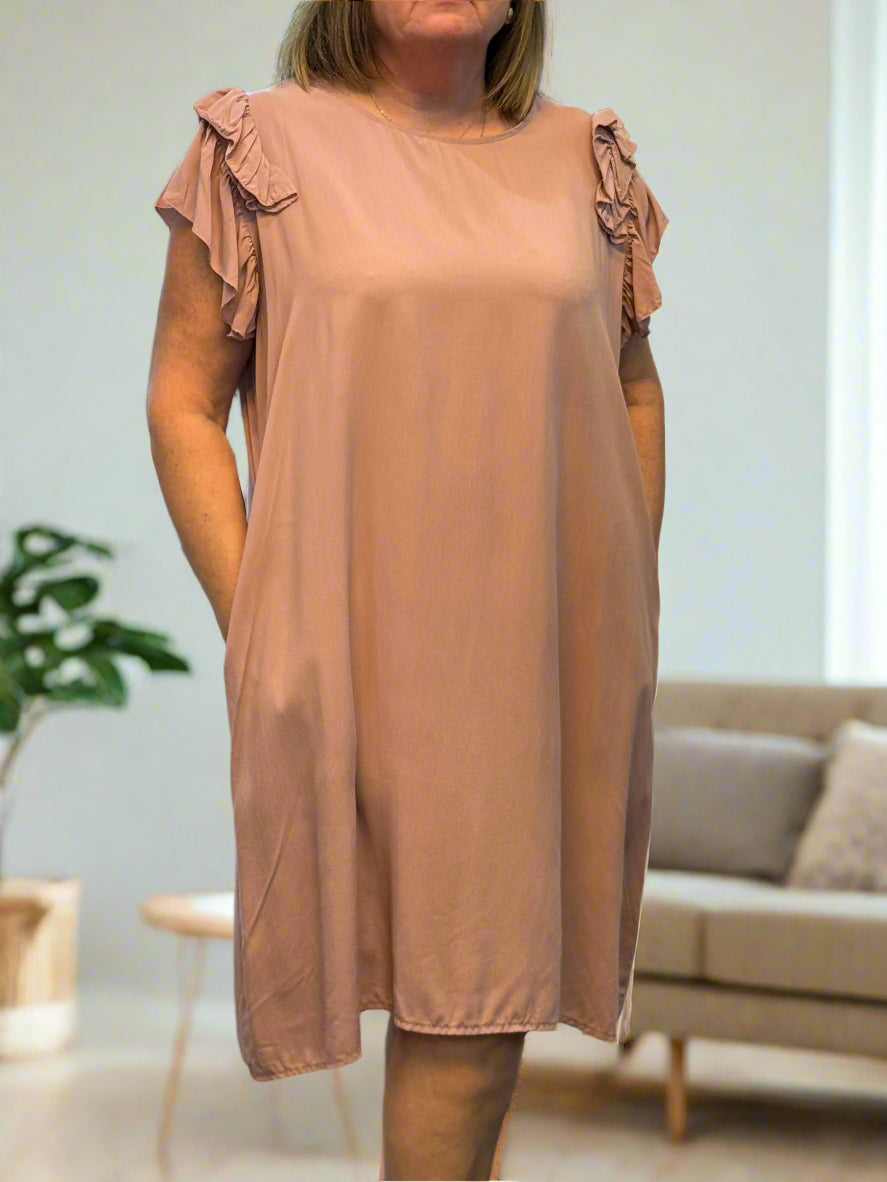 GABY-FRILL SHOULDER CURVE DRESS