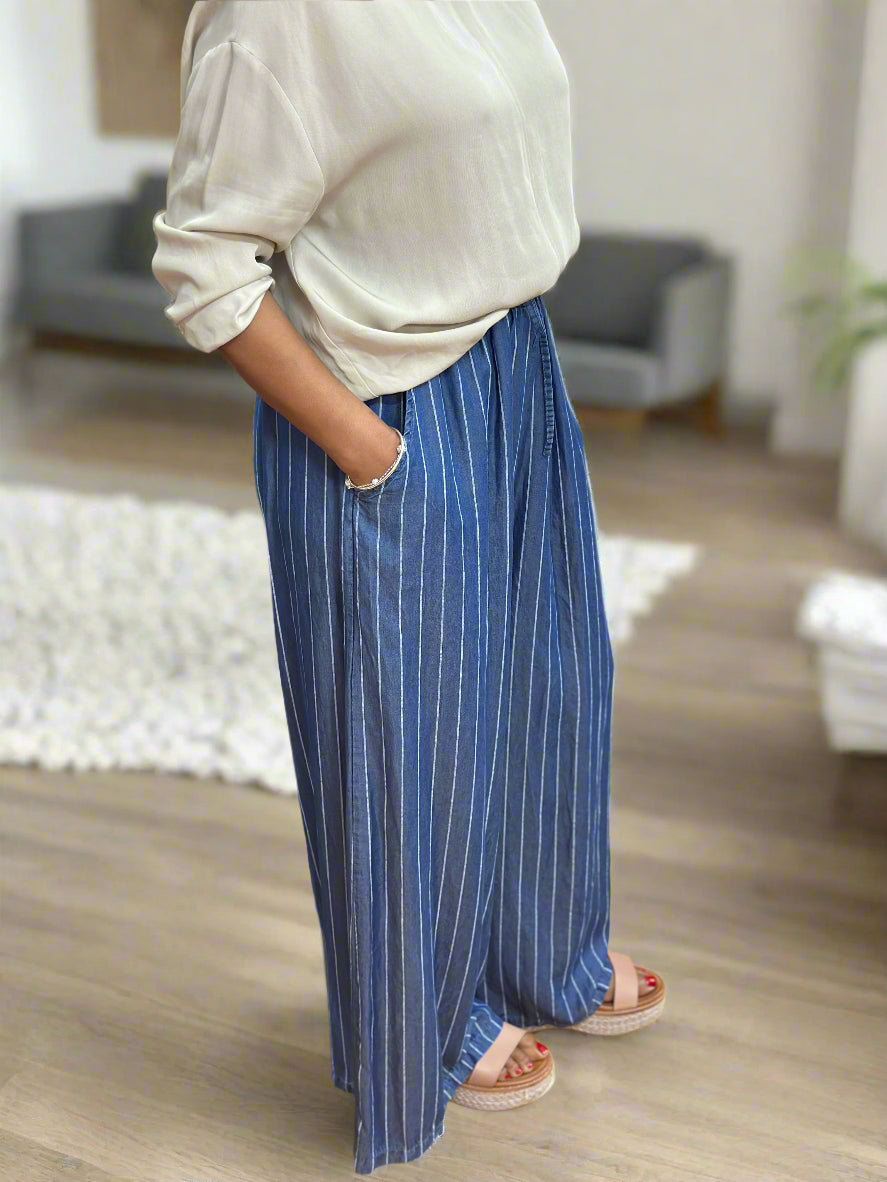 THE DENIM LOOK WIDE PALAZZO