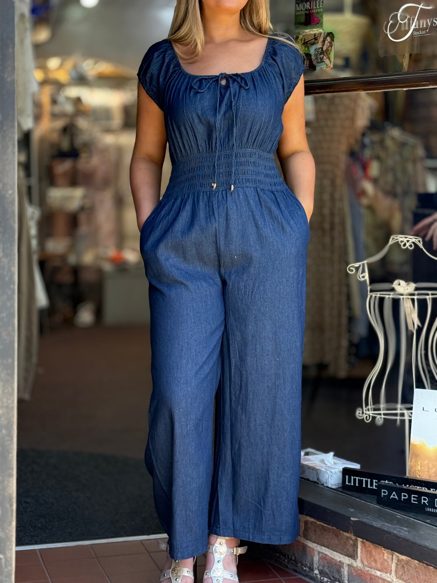 MILEY-BARDOT DENIM LOOK J/SUIT