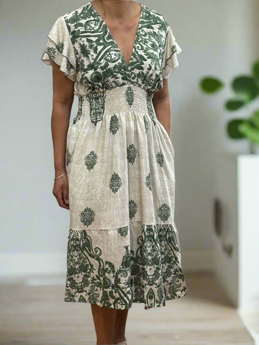 KARA - V NECK MIDI DRESS