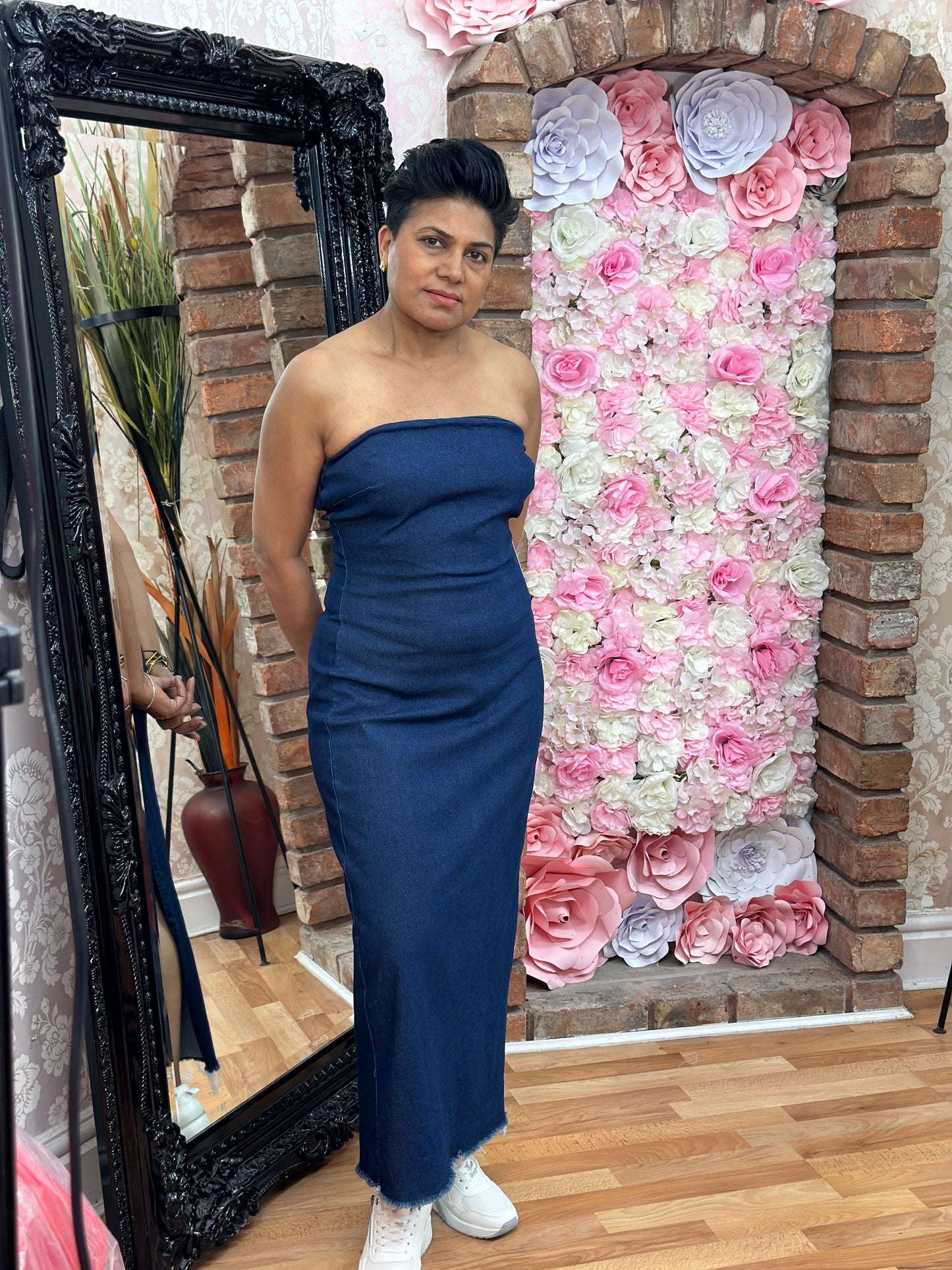 BOOBTUBE DENIM MIDI-