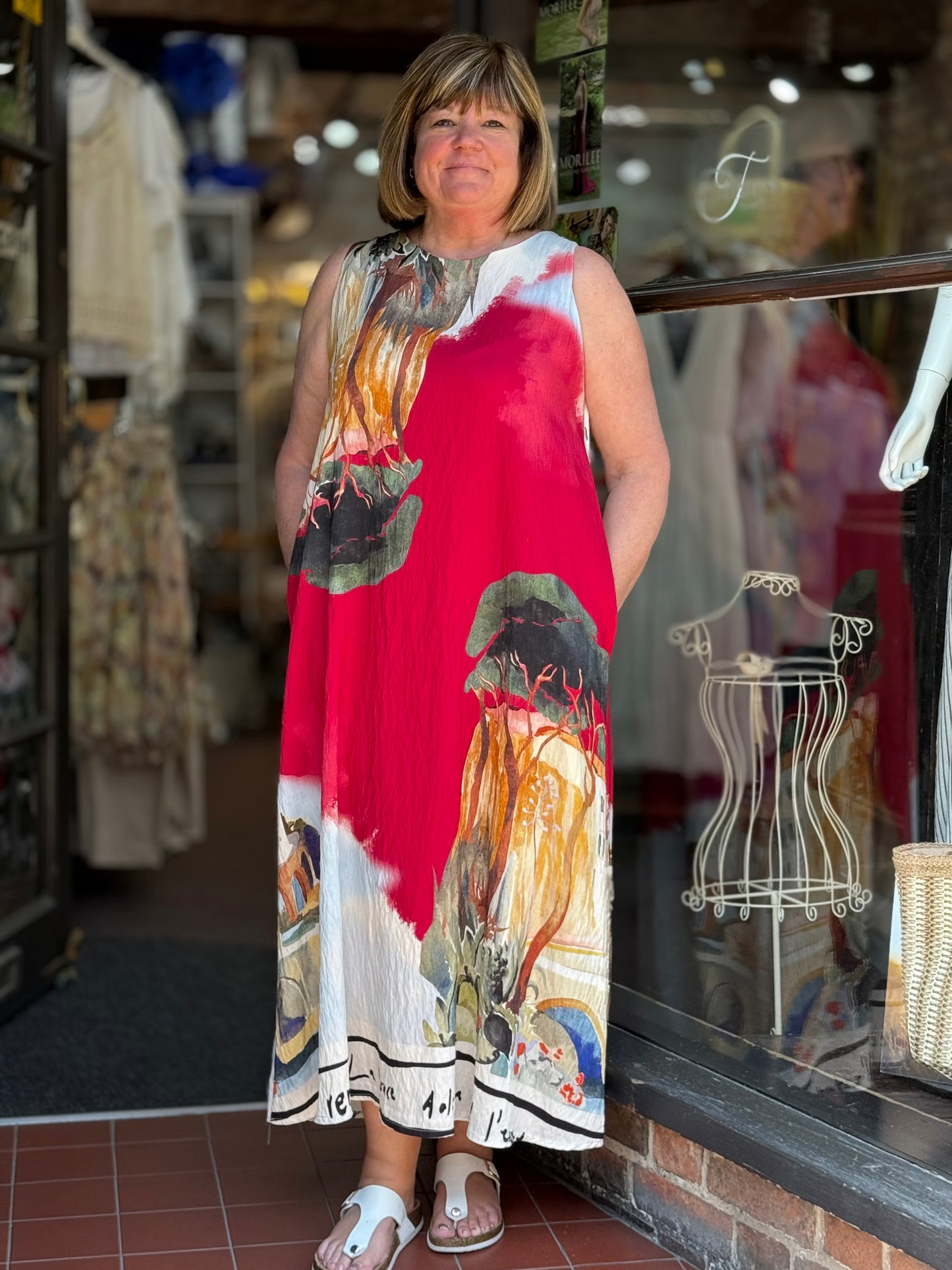 SABRINA- SANTORINI PRINT DRESS