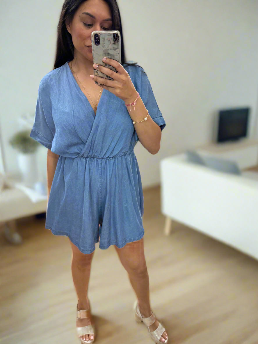LOVET- DENIM SHORTS PLAYSUIT