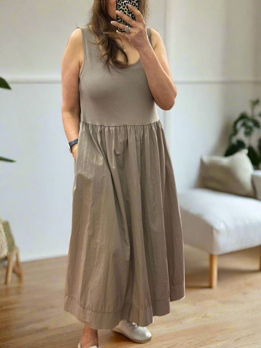 LULU- S/L COTTON JERSEY RIB TOP DRESS