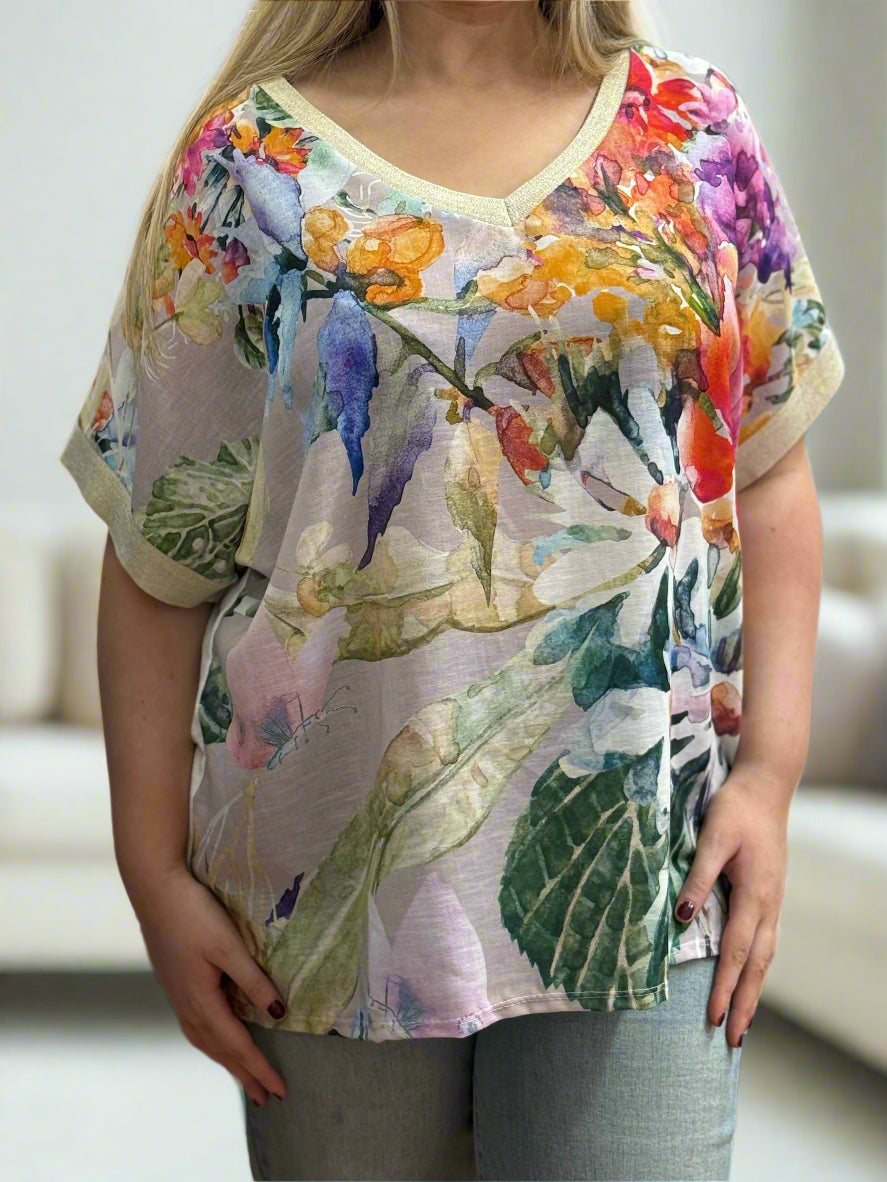 LINA- PRINT V TOP TEE BACK