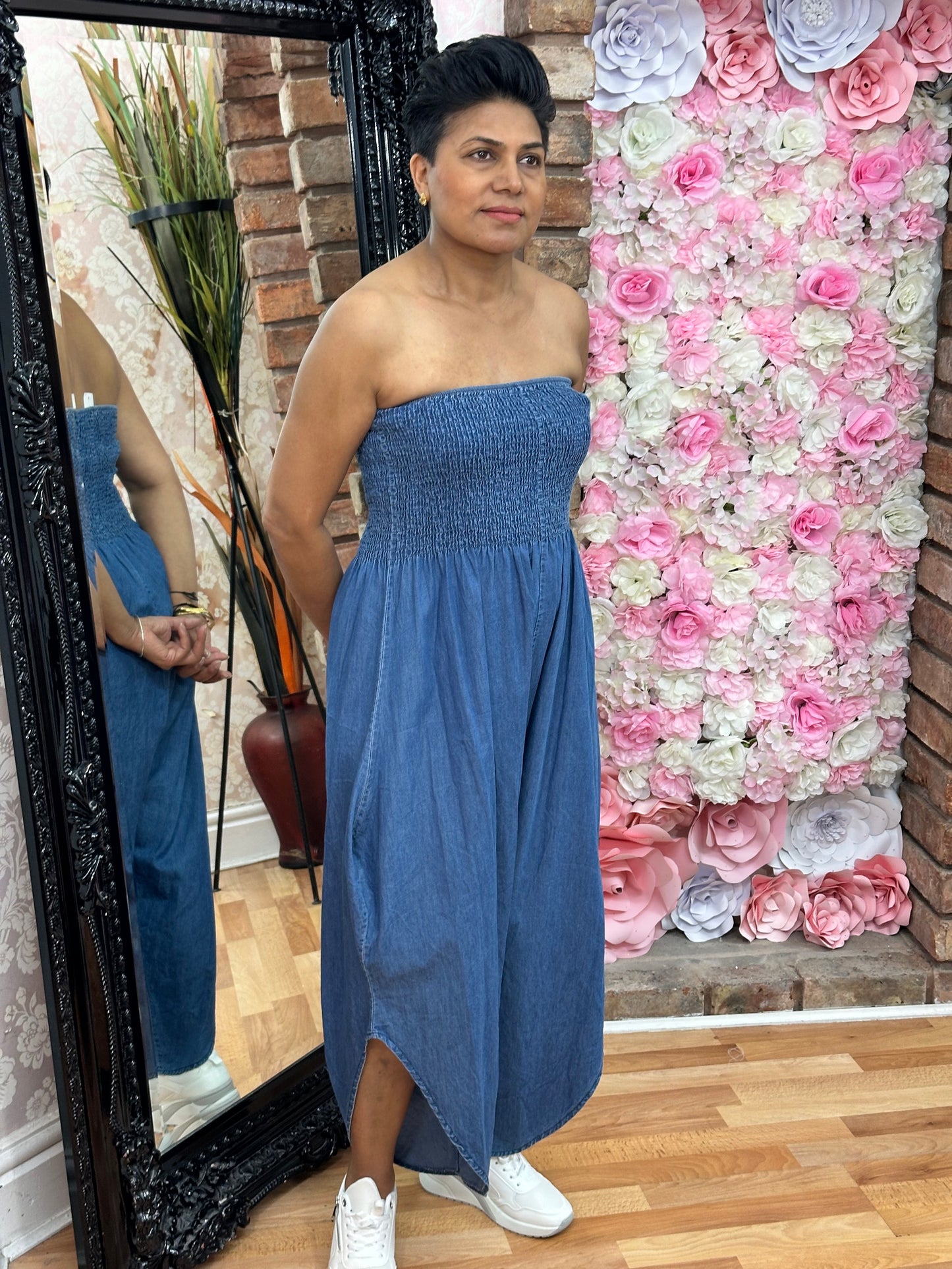 DENIM BOOBTUBE J/SUIT-