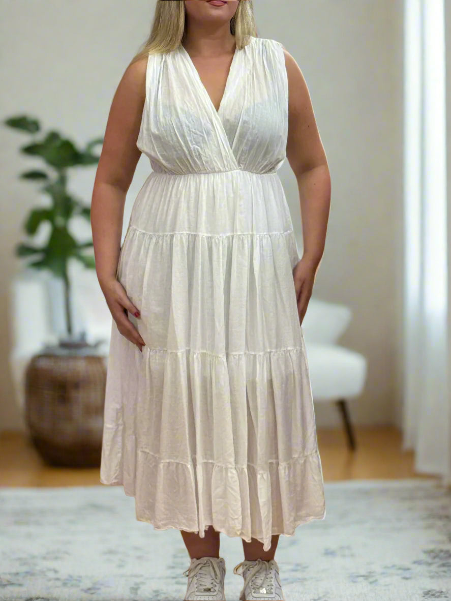 CELINA- VNK BACK TIERED COTTON DRESS