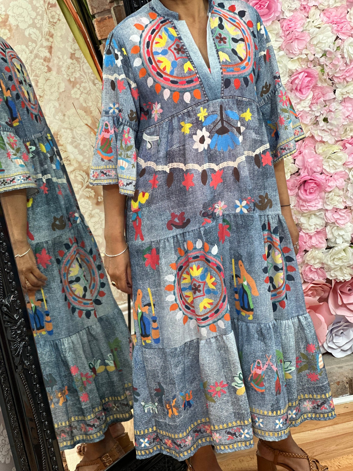 AZTEC MIDAXI SMOCK DRESS - #LASTONELEFT