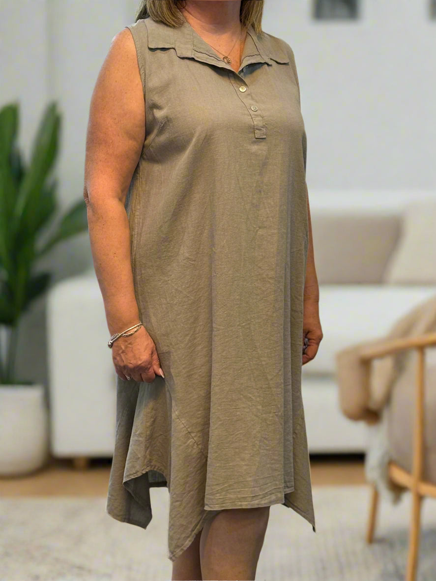 SARA- COTTON LINEN PK SHIRT DRESS