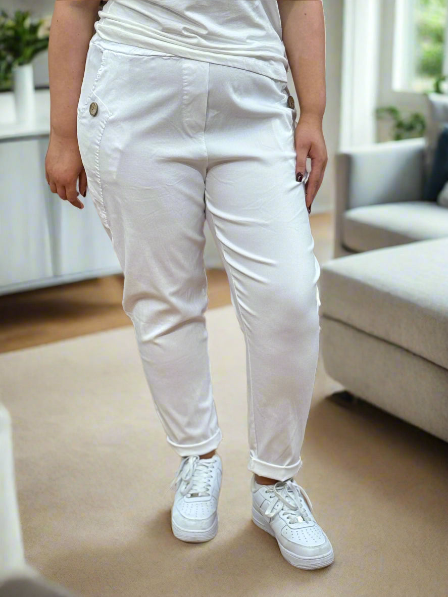 CARMEL-BUTTON DETAIL CARGO PANTS