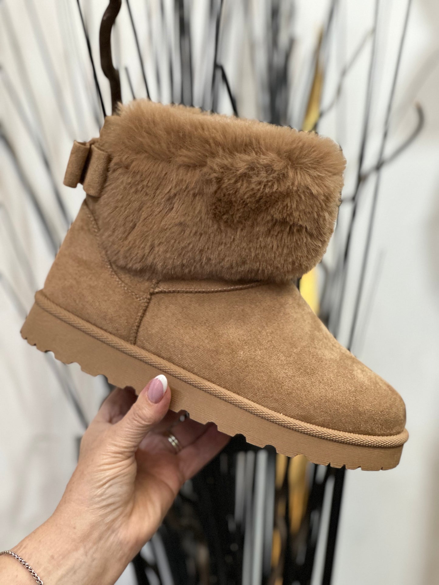 ABBY- UGGY BOW BOOT-KL-BEIGE-#FLASH££OFF