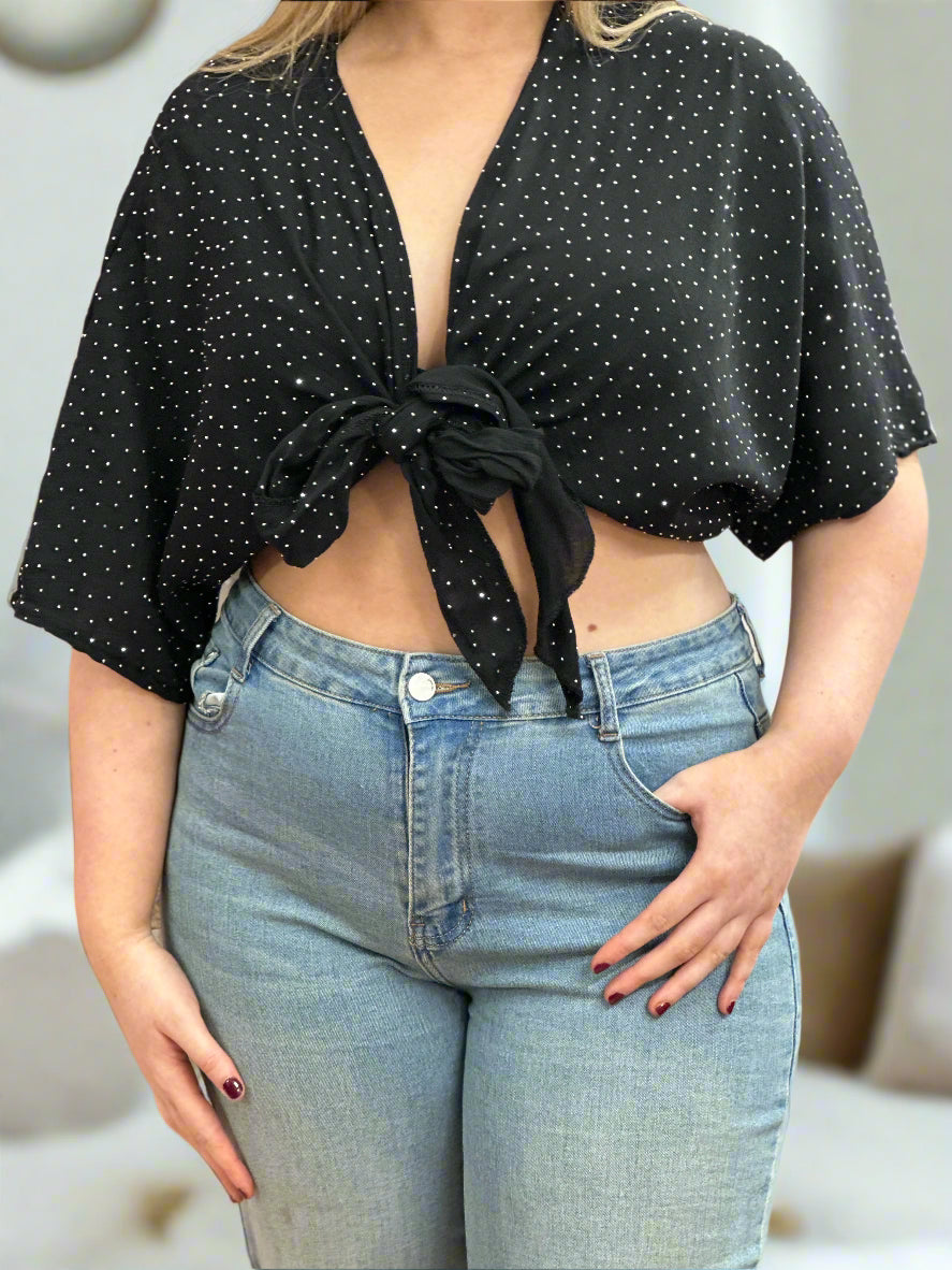 CLARA -SPARKLE TOP FRONT SHRUG