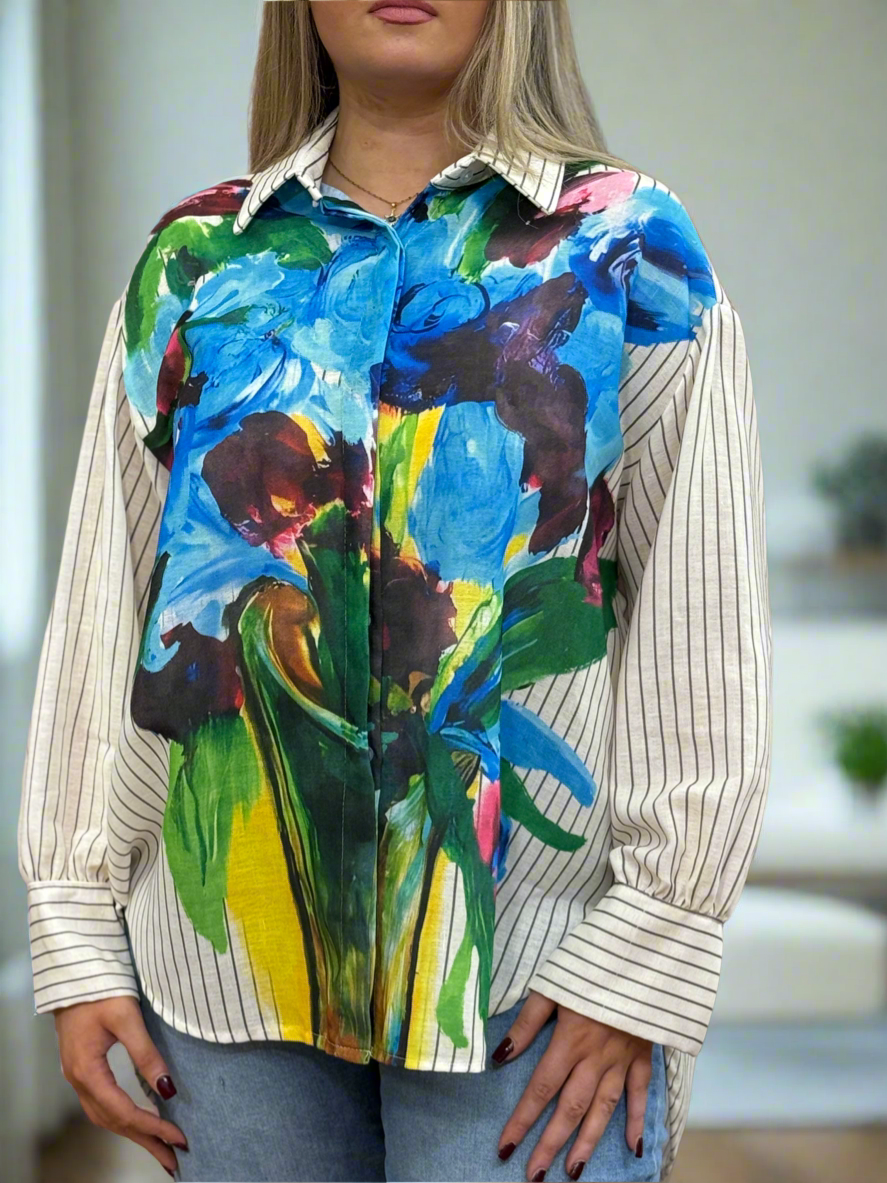 ZETA FLORAL & STRIPE SHIRT