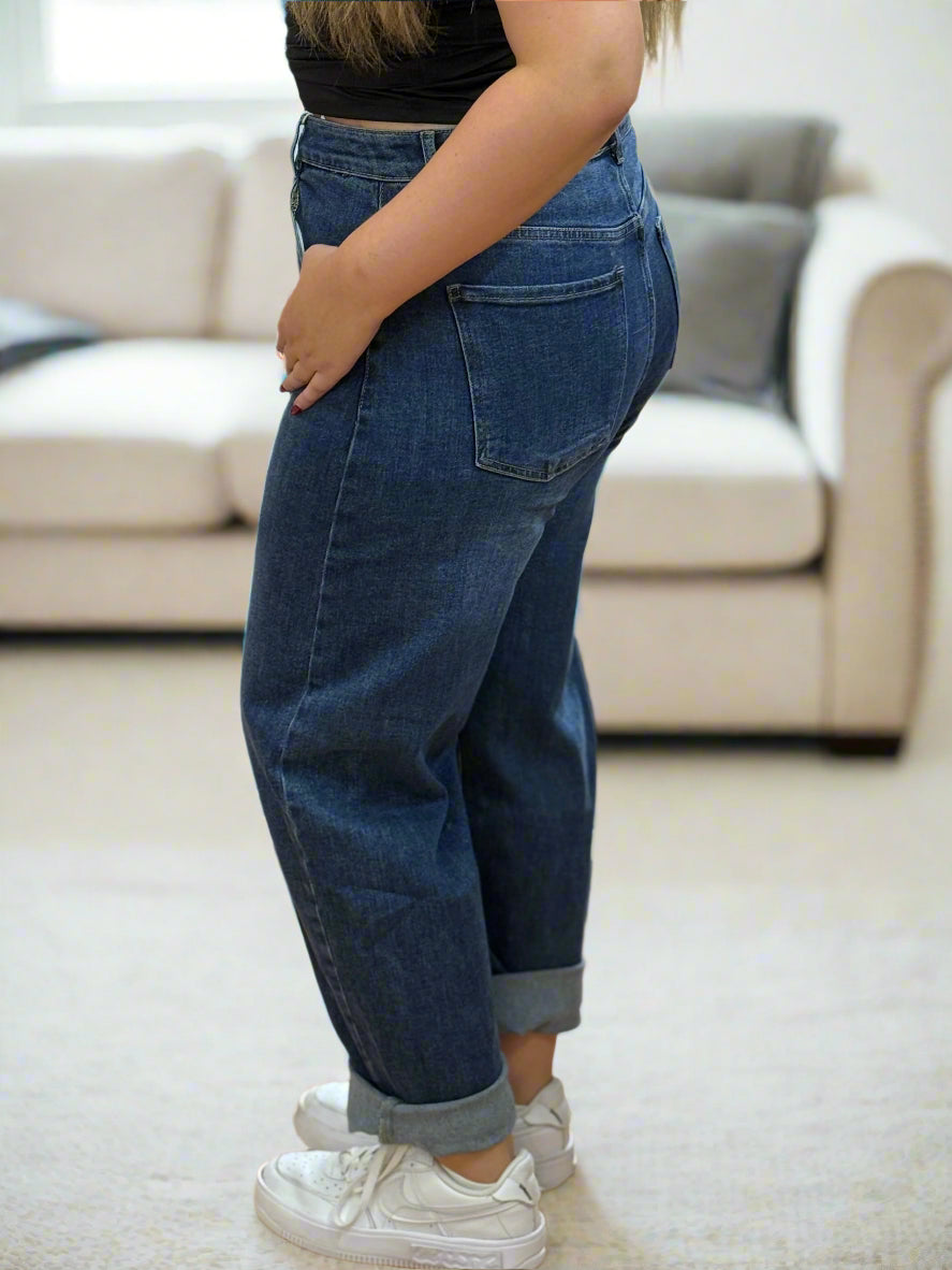 LARA- GSMACK BARREL JEAN-DENIM