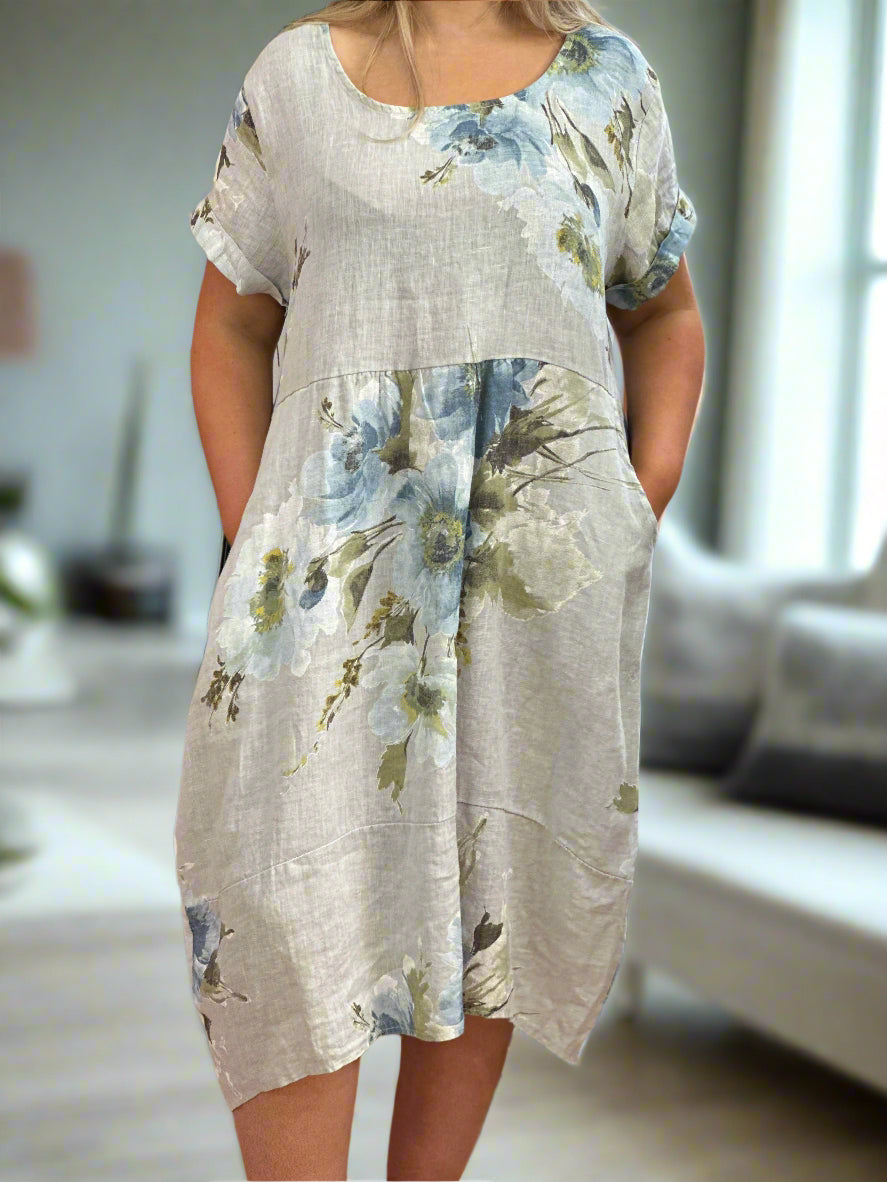 LINO-DAPHANE S/S FLORAL MIDI DRESS-#LAST 1 LEFT