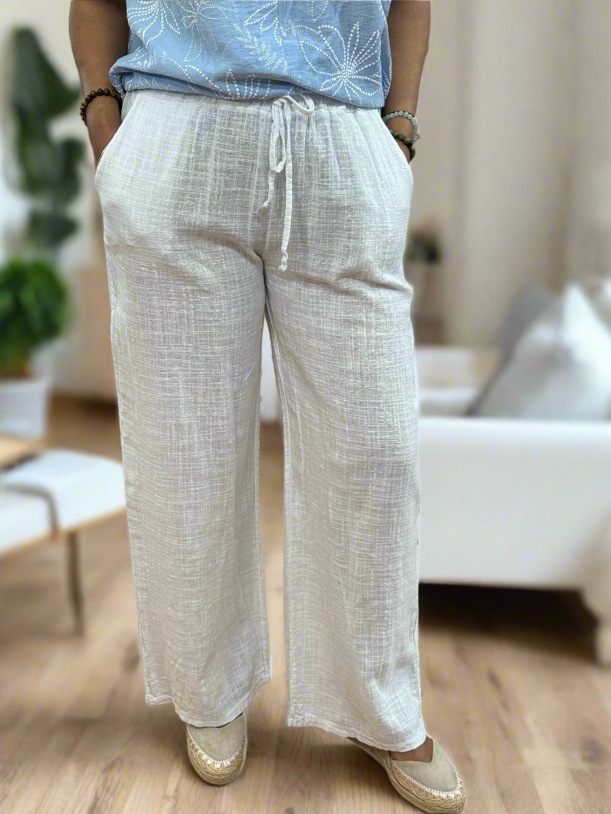 CARLTON - SLUB LINEN LOOK STR LEG TROUSER
