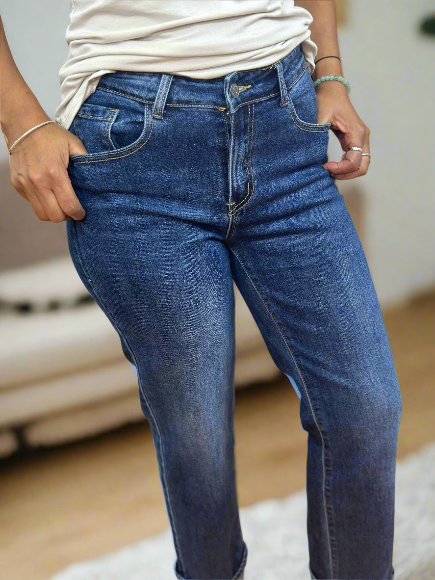 ABBIE -RB STRAIGHT/L D/DENIM