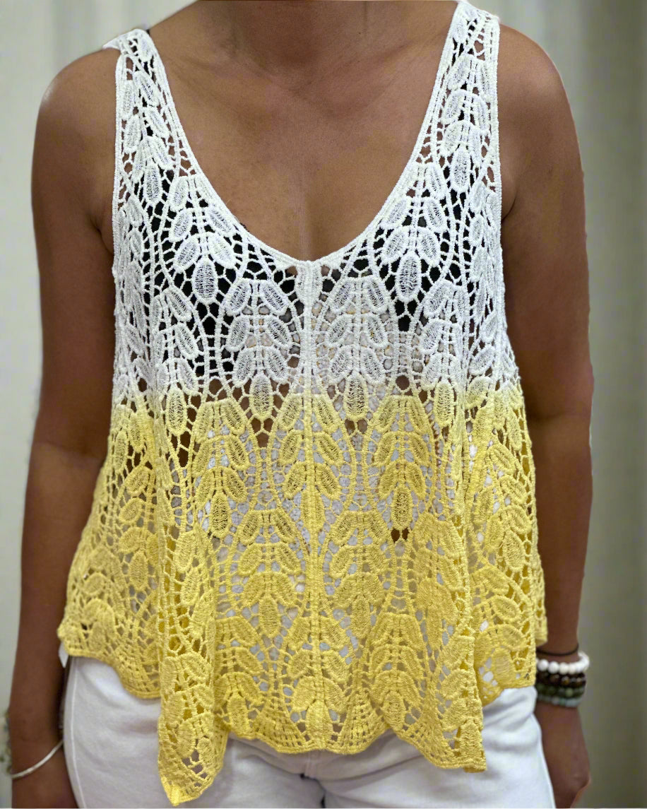ROMA- DIP DYE CROCHET SWING VEST