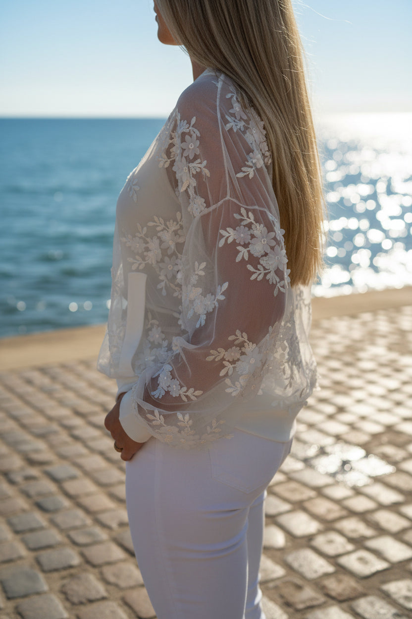 LILA -3D FLOWER MESH JACKET