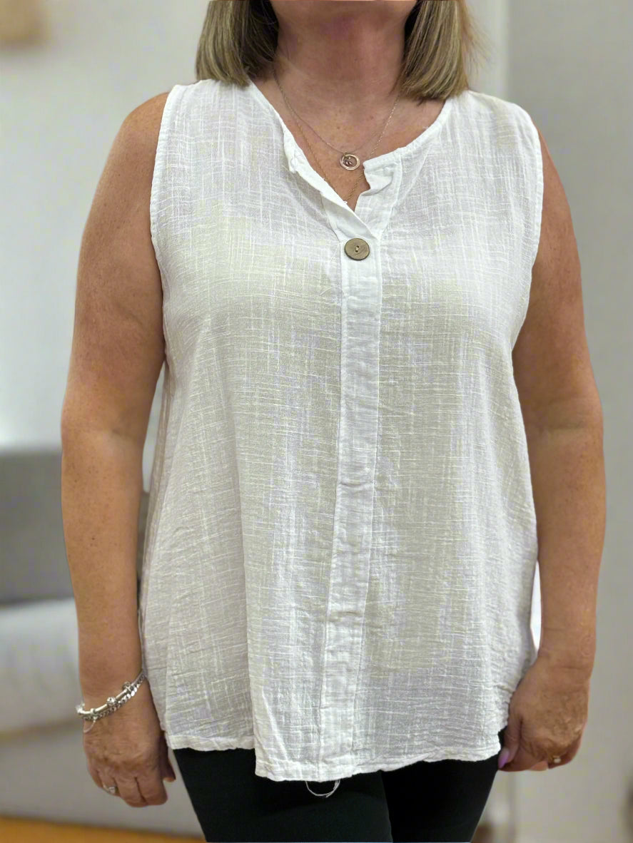 VENESSA-ONE BUTTON S/L COTTON TOP