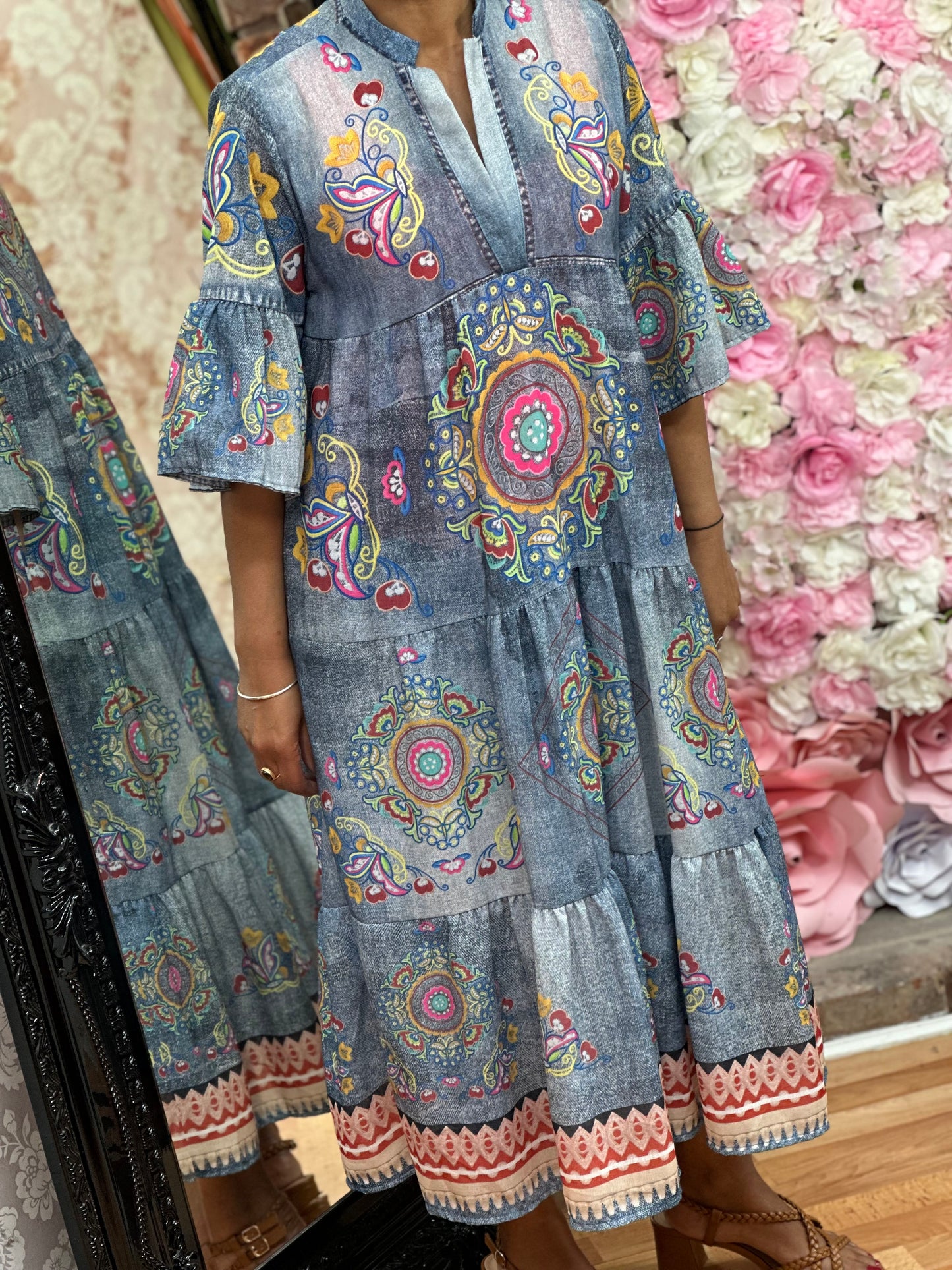 AZTEC MIDAXI SMOCK DRESS - #LASTONELEFT