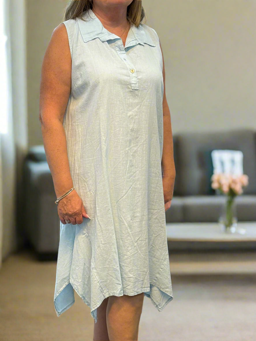 SARA- COTTON LINEN PK SHIRT DRESS