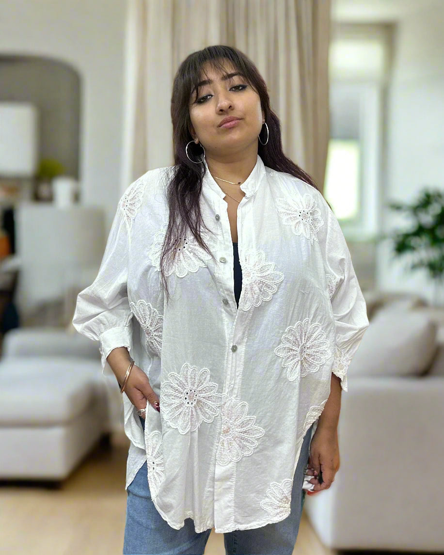 LIANA-SEQUIN EMB DETAIL SHIRT