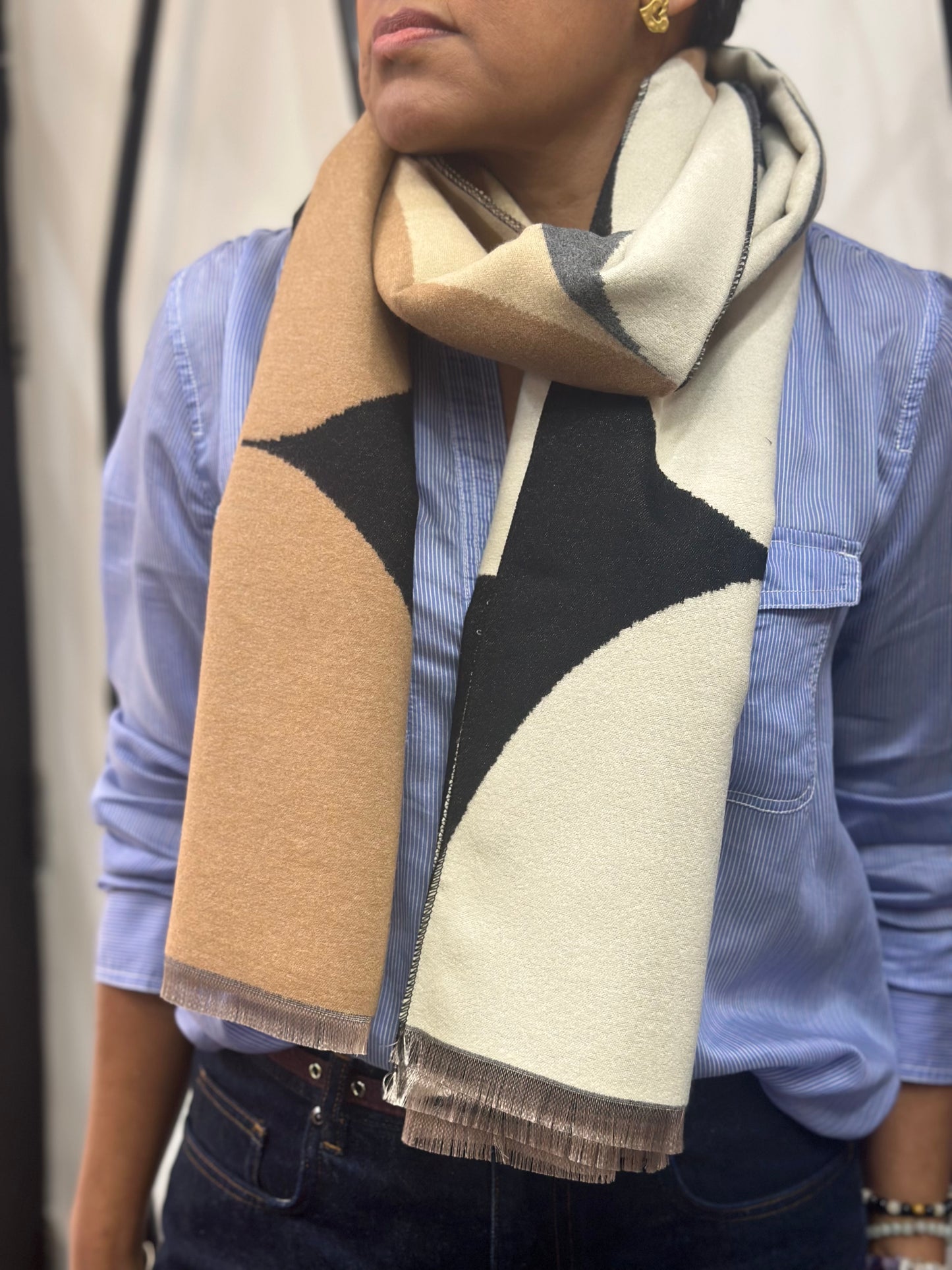 THE RETRO MULTI -REVERSIBLE SCARF-CASHNERE BLEND
